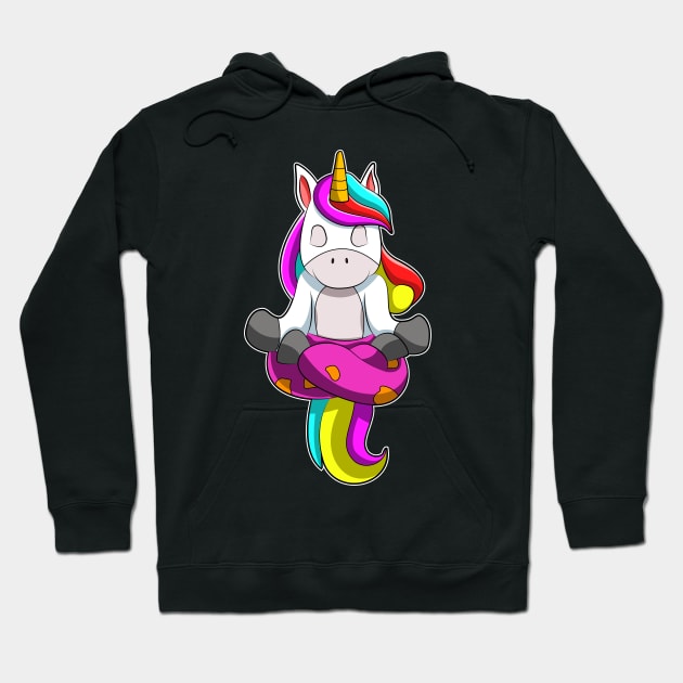 Unicorn at Yoga Exercise Hoodie by Markus Schnabel